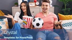  Presentation with achievement - Presentation consisting of young-hispanic-couple-football-hooligans background and a ocean colored foreground