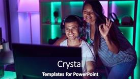  Presentation with war video game - PPT layouts featuring young-hispanic-couple-playing-video background and a  colored foreground