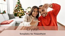  Presentation with young happy couple - Theme having young-hispanic-couple-sitting background and a coral colored foreground