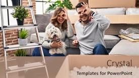  Presentation with young happy couple - PPT theme having young-hispanic-couple-sitting background and a  colored foreground