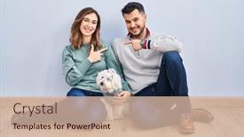  Presentation with young happy couple - PPT theme consisting of young-hispanic-couple-sitting background and a soft green colored foreground