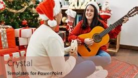  Presentation with young happy couple - Presentation design with young-hispanic-couple-smiling-happy background and a  colored foreground