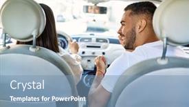  Presentation with young happy couple - Presentation theme featuring young-hispanic-couple-smiling-happy background and a seafoam green colored foreground