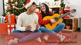  Presentation with young happy couple - Presentation theme enhanced with young-hispanic-couple-smiling-happy background and a  colored foreground