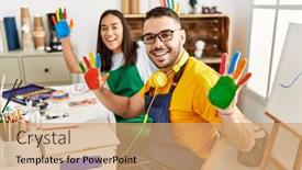  Presentation with young happy couple - Slides having young-hispanic-couple-smiling-happy background and a coral colored foreground