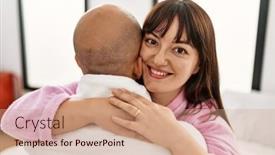  Presentation with marriage - PPT theme consisting of young-hispanic-couple-smiling-happy background and a coral colored foreground