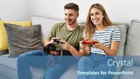  Presentation with young happy couple - Slide set enhanced with young-hispanic-couple-smiling-happy background and a ocean colored foreground