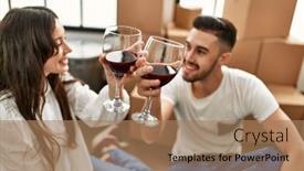  Presentation with young happy couple - Presentation design having young-hispanic-couple-smiling-happy background and a coral colored foreground