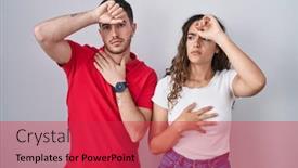  Presentation with flu virus - Theme featuring young-hispanic-couple-standing-over background and a red colored foreground