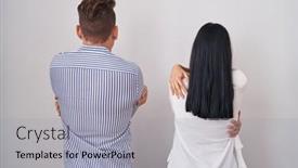  Presentation with self care - Presentation theme consisting of young-hispanic-couple-standing-over background and a light gray colored foreground