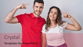 Presentation with great idea - PPT layouts having young-hispanic-couple-standing-over background and a red colored foreground
