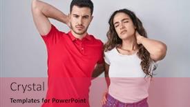  Presentation with injury - Theme featuring young-hispanic-couple-standing-over background and a  colored foreground