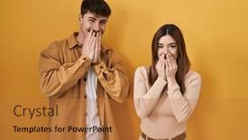  Presentation with scandal - Theme featuring young-hispanic-couple-standing-over background and a coral colored foreground