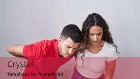  Presentation with backache - Slide set with young-hispanic-couple-standing-over background and a  colored foreground