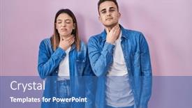  Presentation with infection - PPT theme consisting of young-hispanic-couple-standing-over background and a ocean colored foreground