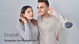  Presentation with hearing - Theme consisting of young-hispanic-couple-standing-over background and a light gray colored foreground