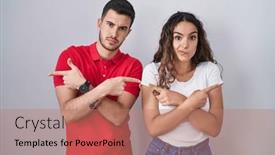  Presentation with direction - PPT layouts having young-hispanic-couple-standing-over background and a coral colored foreground