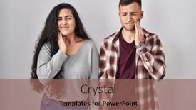  Presentation with illness - Presentation theme with young-hispanic-couple-standing-over background and a violet colored foreground