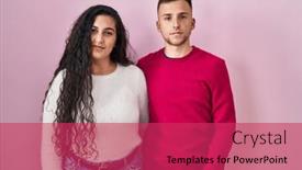  Presentation with pink simple - Slide set with young-hispanic-couple-standing-over background and a red colored foreground