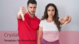  Presentation with negative - PPT layouts with young-hispanic-couple-standing-over background and a red colored foreground