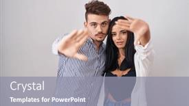  Presentation with frame - PPT layouts enhanced with young-hispanic-couple-standing-over background and a gray colored foreground