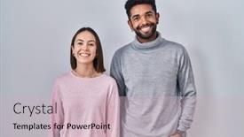  Presentation with young happy couple - Presentation theme with young-hispanic-couple-standing-together background and a  colored foreground