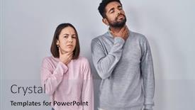  Presentation with sore throat - Presentation theme enhanced with young-hispanic-couple-standing-together background and a light gray colored foreground