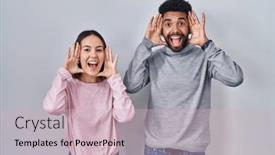  Presentation with together - PPT theme featuring young-hispanic-couple-standing-together background and a soft green colored foreground