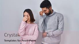  Presentation with headache - Slide set featuring young-hispanic-couple-standing-together background and a soft green colored foreground