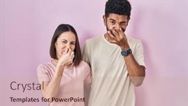  Presentation with bad breath - Presentation design with young-hispanic-couple-together-over background and a soft green colored foreground