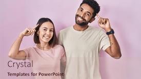  Presentation with great idea - PPT layouts enhanced with young-hispanic-couple-together-over background and a soft green colored foreground