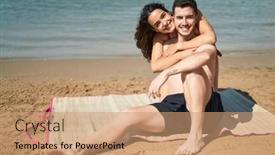  Presentation with tourists - Slide deck featuring young-hispanic-couple-tourists-wearing background and a coral colored foreground