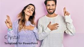  Presentation with casual young people - Presentation theme with young-hispanic-couple-wearing-casual background and a light blue colored foreground