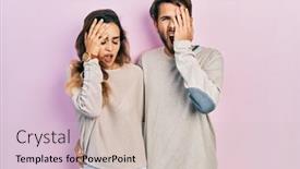  Presentation with face pain - Presentation enhanced with young-hispanic-couple-wearing-casual background and a  colored foreground