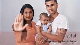  Presentation with sing - Theme featuring young-hispanic-couple-with-baby background and a  colored foreground