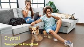  Presentation with home health care - PPT layouts consisting of young-hispanic-couple-with-dogs background and a violet colored foreground