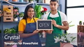  Presentation with working - PPT layouts enhanced with young-hispanic-couple-working background and a ocean colored foreground