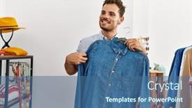  Presentation with hispanic - PPT theme having young-hispanic-customer-man-smiling background and a ocean colored foreground