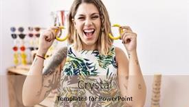  Presentation with crazy - Slide set having young-hispanic-customer-woman-holding background and a coral colored foreground