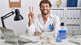  Presentation with medical sign - Presentation theme having young-hispanic-dentist-man-working background and a  colored foreground