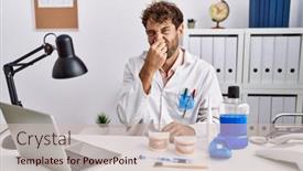  Presentation with bad breath - Theme with young-hispanic-dentist-man-working background and a soft green colored foreground