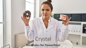  Presentation with dentist - Presentation theme with young-hispanic-dentist-woman-holding background and a soft green colored foreground
