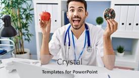  Presentation with dietitian - Presentation theme consisting of young-hispanic-dietitian-man-holding background and a light gray colored foreground