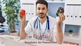  Presentation with dietitian - Slides having young-hispanic-dietitian-man-holding background and a coral colored foreground