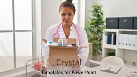  Presentation with box - Slides consisting of young-hispanic-doctor-holding-box background and a  colored foreground