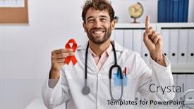  Presentation with red medical - Slides enhanced with young-hispanic-doctor-man-holding background and a light gray colored foreground