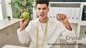  Presentation with loss - Slide deck having young-hispanic-doctor-man-holding background and a mint green colored foreground