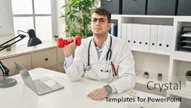  Presentation with attitude - Presentation theme consisting of young-hispanic-doctor-man-holding background and a light gray colored foreground