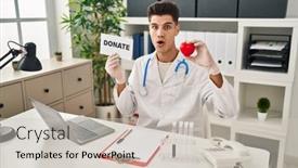  Presentation with supporting - Theme featuring young-hispanic-doctor-man-supporting background and a soft green colored foreground