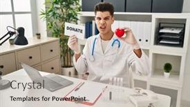  Presentation with supporting - Presentation theme enhanced with young-hispanic-doctor-man-supporting background and a soft green colored foreground